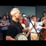 Chris Joslin playing banjo on Bluegrass Sunday